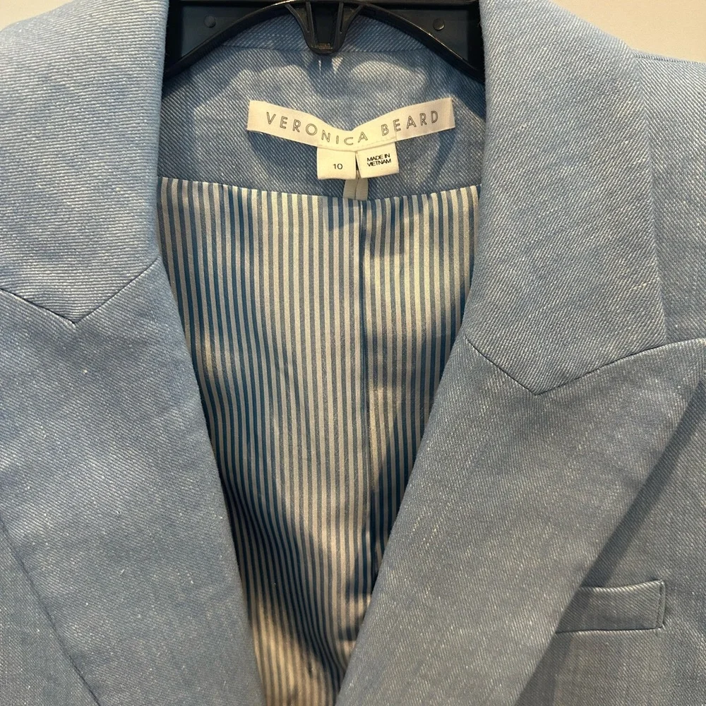 Veronica Beard Sky Blue Blazer size 10 linen. Worn once!! - Picture 5 of 6